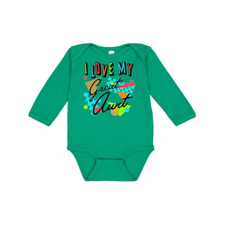 

Inktastic I Love my Great Aunt- 80s retro style Gift Baby Boy or Baby Girl Long Sleeve Bodysuit