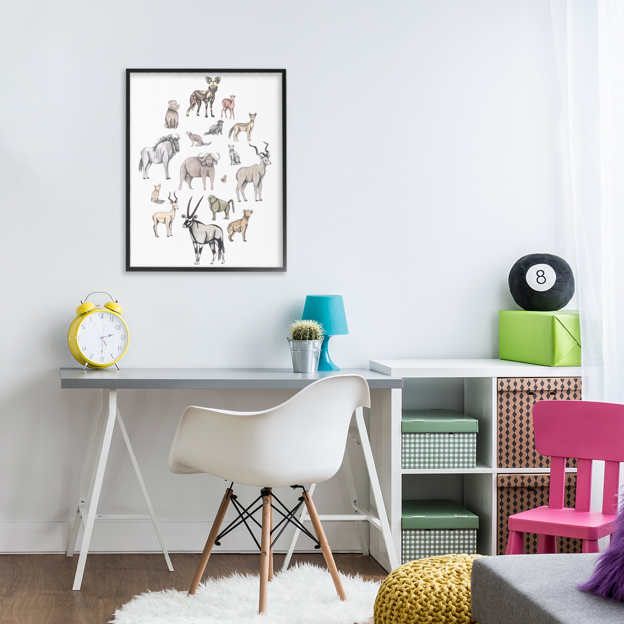 Simple Africa Animals Black Framed Giclee Art, design by Cecilia Battaini