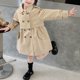 thumbnail image 4 of Cowsor Girls Long Trench Coat Double Breasted Oversized Windproof Classic Lapel Fall Overcoat, 4 of 7