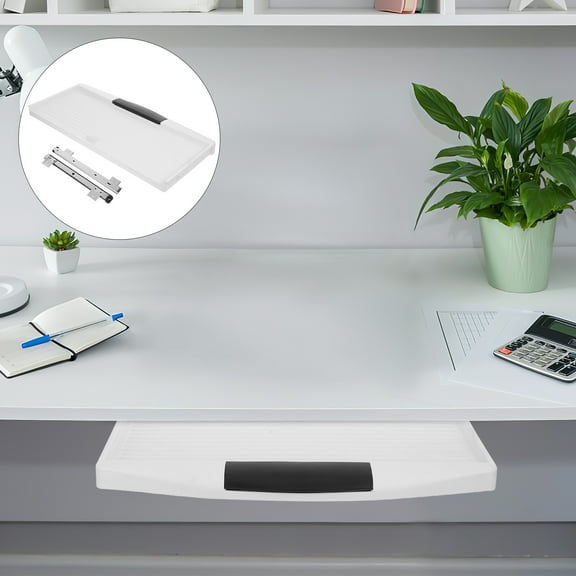 KONTONTY Adjustable Sliding Keyboard Tray with Heavy Duty Slide Rails Computer Desk Extender Tray for Office and Home Under Desk Keyboard Holder