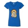 thumbnail image 2 of Wild Bobby Betty Boop Good Vibes Only Betty Boop Women’s Standard V-Neck Tee, Royal, Small, 2 of 5