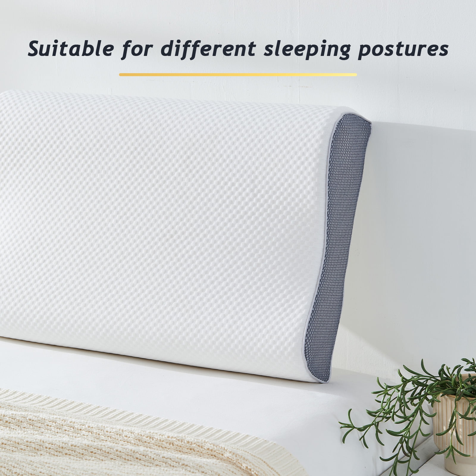 Kingrest Cooling Memory Foam Pillow for Neck Pain Relief Sleeping, Cervical Neck Pillow Adjustable Ergonomic Memory Foam Pillow For Side Back Stomach Sleepers Medium Firmness Quality (1 Pack)