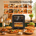 thumbnail image 3 of 12QT Air Fryer Toaster Oven, 24H Delay Start Timer, 12 Preset Menus, Patbrela Full-Color Touchscreen, 1500W Broi, Dehydrate, Bagel, Seafood for Home, 3 of 9