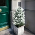 thumbnail image 5 of Artificial Cedar Topiary Tree Outdoor Faux Plant | Realistic Shrub with Ground Spike | Plastic Greenery for Porch Patio Garden Decor | 21.7 in Tall | UV Resistant No Maintenance, 5 of 8