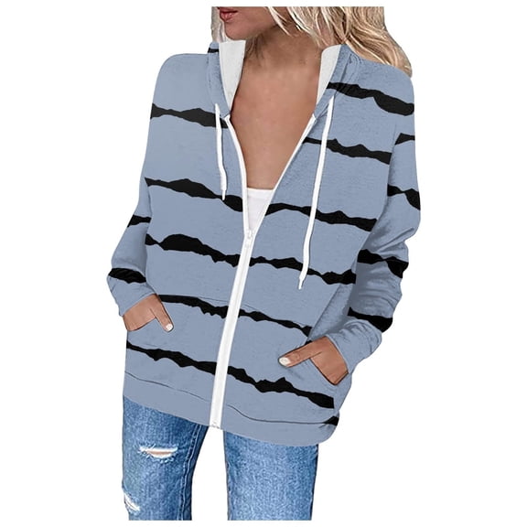 Fall Winter Savings Clearance 2024! TAGOLD Womens Coats,Women Fashion Printed Blouse Long Sleeve Tops Sweatshirt Pockets Hoodied