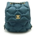 thumbnail image 1 of Pre-Owned CHANEL Bubble Quilt Chain Shoulder Backpack Leather Blue Pink, 1 of 10
