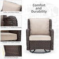 thumbnail image 5 of EastVita PioneerWorks Outdoor Swivel Wicker Glider Patio Chairs with Table Set 3 Pieces Outdoor Bistro Set with 4”Thick Cushions and Coffee Table for Porch Balcony Deck (Beige), 5 of 7