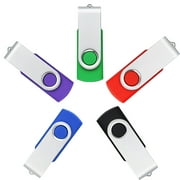 KOOTION 5 Pack 16GB USB 2.0 Flash Drive Thumb Drives Memory Stick, 5 Mixed Colors: Black, Blue, Green, Purple, Red