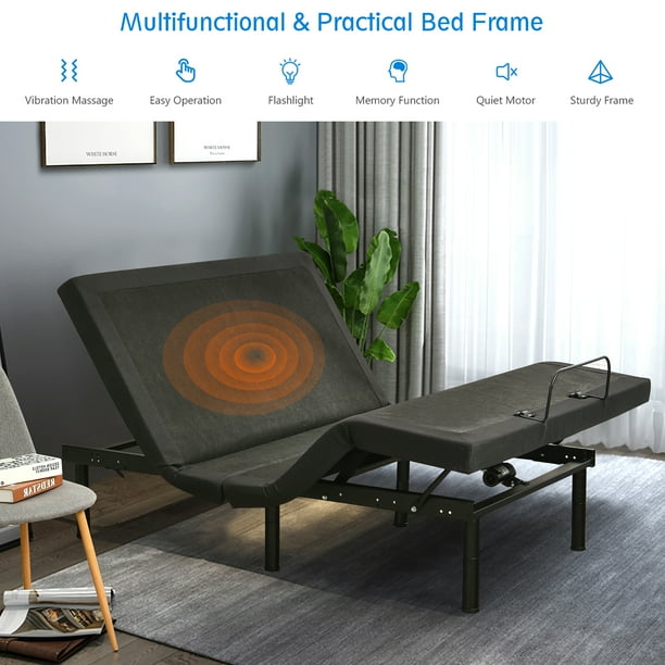 Costway Adjustable Bed Base Electric Bed Frame with Massage Remote