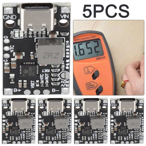 5 Uds Tipo C USB 2S/3S 15W BMS 3 7 V Batería Litio Placa Carga Rápida