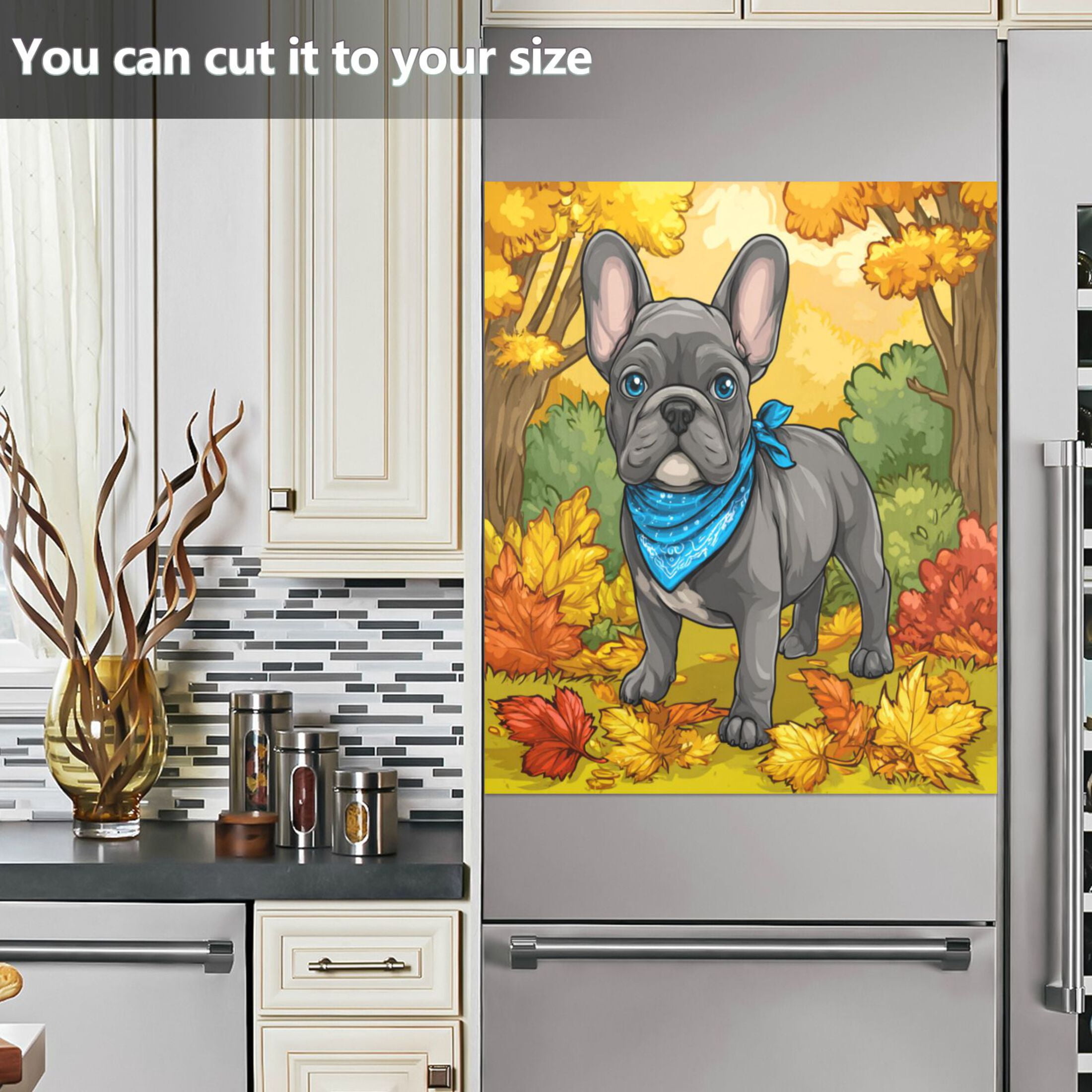 Dishwasher Magnetic Refrigerator Magnet Cover Sticker Home Decorative 23"x26" Cute Gray French Bulldog
