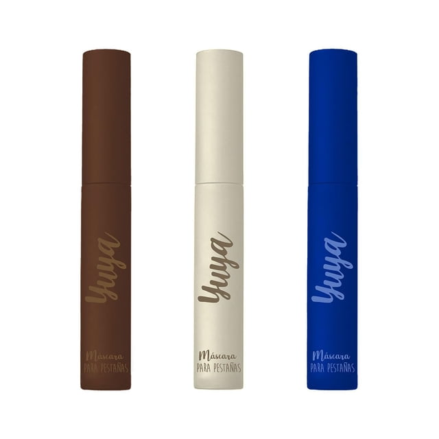 Yuya - Rimel - Mascara de pestañas - 10 aceites naturales - 10g c/u (Negra, Café, Azul, Pack Mascara 3 pzs)
