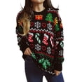 thumbnail image 1 of Boiiwant Pull de Noël Laid pour les Femmes à Manches Longues Col Rond Snowflake Bas Impression Pulls Tricotés Automne Hiver Noël Pulls Amples, 1 of 9
