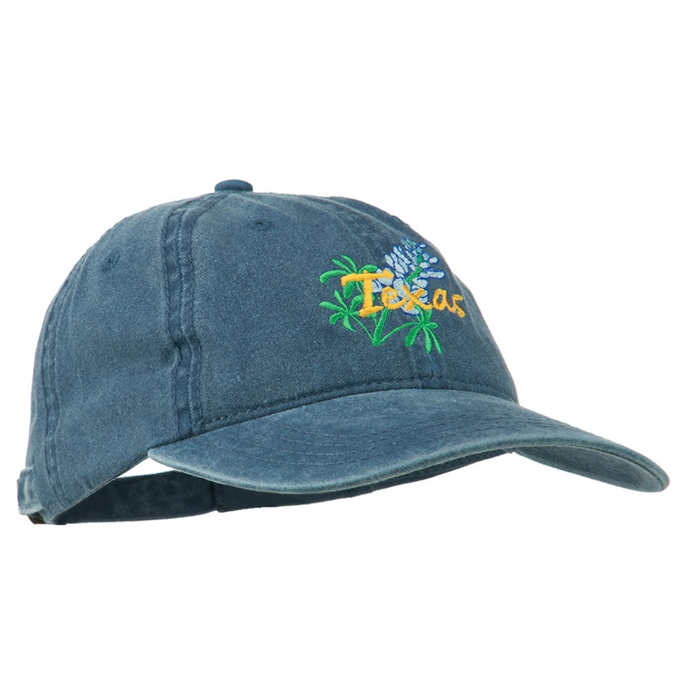 Texas State Bluebonnet Flower Embroidered Cap - Navy OSFM