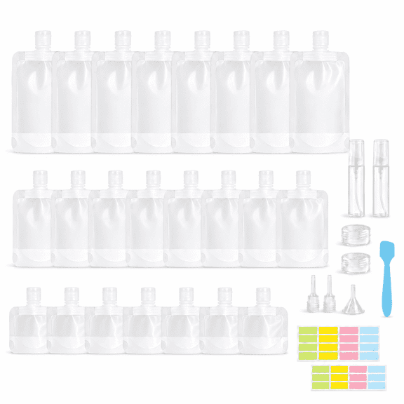 Kabuer Portable Refillable Travel Pouches and Toiletry Container Set, 34-Piece