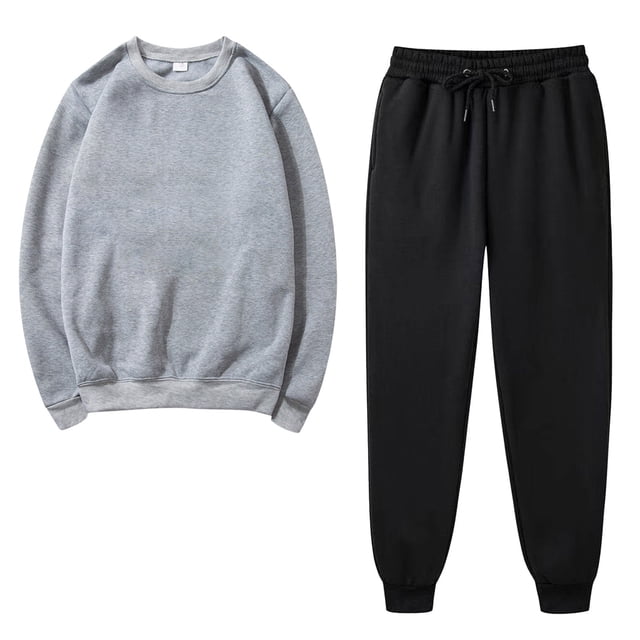 Women's Solid Round Neck Pullover Casual Sports Pants Sports Set