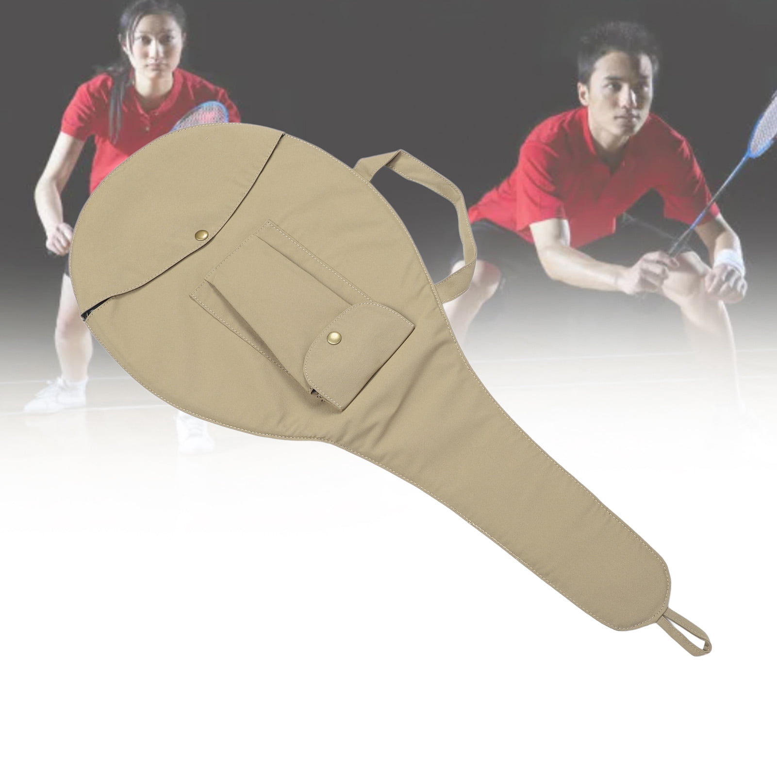 YAHHU Unisex Single Tennis Racket Cover Canvas Racquet Bag with Adjustable Shoulder Strap for Men and Women, Khaki (16.54 inches / 42 cm)