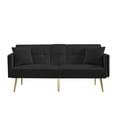 thumbnail image 5 of paprsso Convertible Velvet Futon Sofa Bed, Modern Loveseat Sleeper Sofa Couch with 3 Adjustable Positions and Two Pillows, Suitable for Living Room, Bedroom, Small Space (Black), 5 of 9