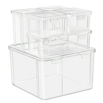 Sorbus 6-Piece Art Supply Storage Organizer, Stackable Plastic Bins with Hinged Lids