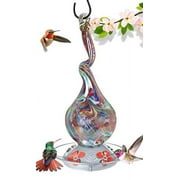 Grateful Gnome - Hummingbird Feeder - Hand Blown Glass - Gnarly Glass Neck Gourd - 16 Fluid Ounces