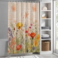 thumbnail image 3 of Flower Floral Branch Leaves Fabric Shower Curtain Plant Watercolor Washable Shower Curtains for Bathroom, Waterproof Bath Curtain with Hooks Home Decor 36x72in, 3 of 8