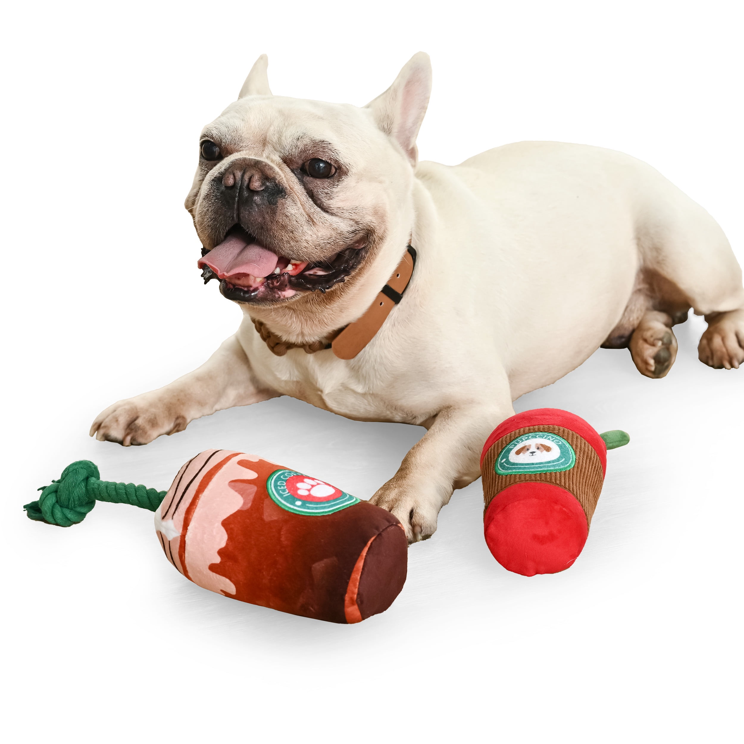 Max & Marlow Dog Chew Toys, 2 in 1 Interactive Plush Toys with Built-in E-TPU Ball, 2 Pack