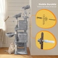 thumbnail image 6 of Alden Design 67" H Multi-Level Cat Tree Tower with 2 Cat Condos & Hammock Basket, Light Gray, 6 of 10