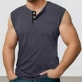 thumbnail image 2 of Men's Summer Fashion Sleeveless Wide Shoulder Back Center Collar Button Up Fitness, 2 of 6
