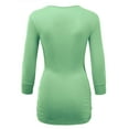 thumbnail image 2 of Made by Johnny Women's Deep V-Neck 3/4 Sleeve Slim Fitted T-Shirt Casual Cross Surplice Wrap Tops L MINT, 2 of 6