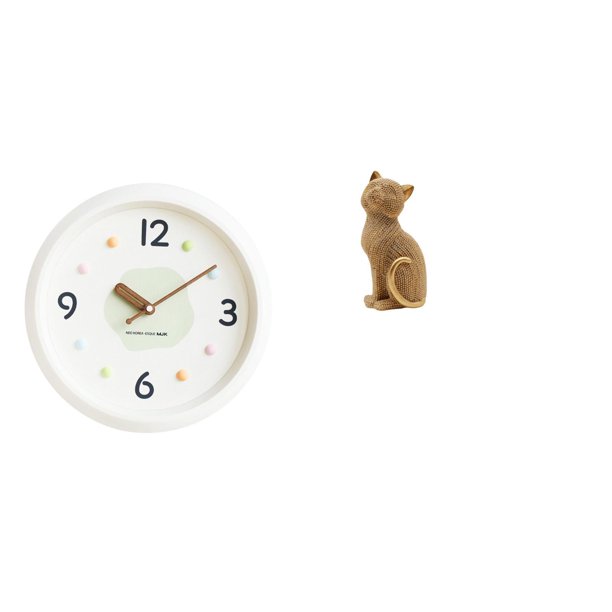 Reloj de pared,Reloj de pared decorativo,moderno y elegante.,Reloj de pared redondo silencioso y sin tictac,regalo,Figura de escritorio,Estatua de gato,linda estantería,escritorio,decoración