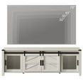 thumbnail image 3 of WAMPAT TV Stand for 75 Inch TV with Sliding Barn Door for Living Room Bedroom, Antique White, 3 of 8