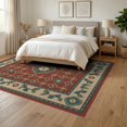 thumbnail image 3 of ODIKA 6'x9' Blue Teal Courtyard Medallion Diamond Washable Area Rug Traditional Style Central Rosette Non-Slip, Easy Care, for Family Room, Living Mater Bedroom, 3 of 7