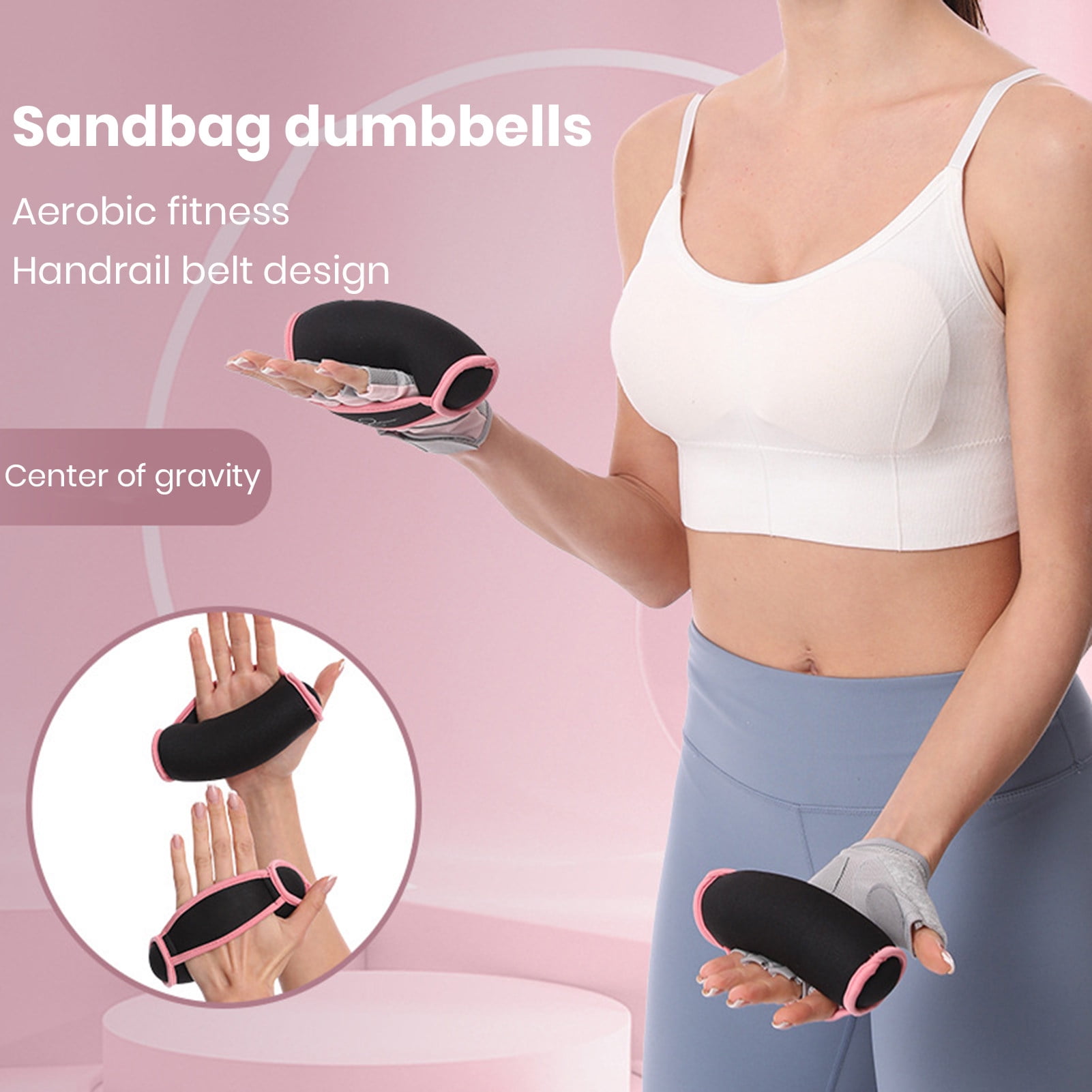 Sportteer Hand Weights Dumbbell Walking Weight 2Pcs Hand Weights with Strap Reusable Physical Therapy Running Jogging Training Sandbag Dumbbell Set