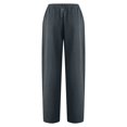 thumbnail image 4 of JUNWELL Summer Capri Pants for Women Cotton Linen Button Cropped Pants Ankle Soild Color Trousers with Pockets, 4 of 4