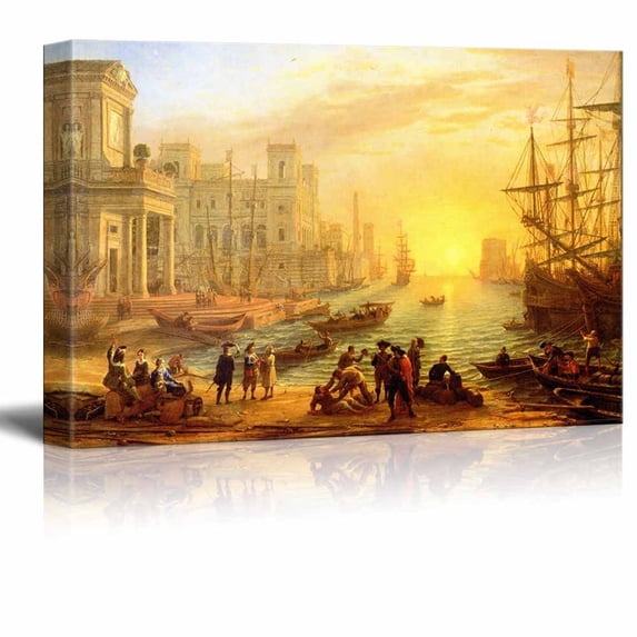 wall26 Sea Port at Sunset, 1639 by Claude Lorrain - Canvas Print Wall Art Famous Oil Painting Reproduction - 24" x 36"