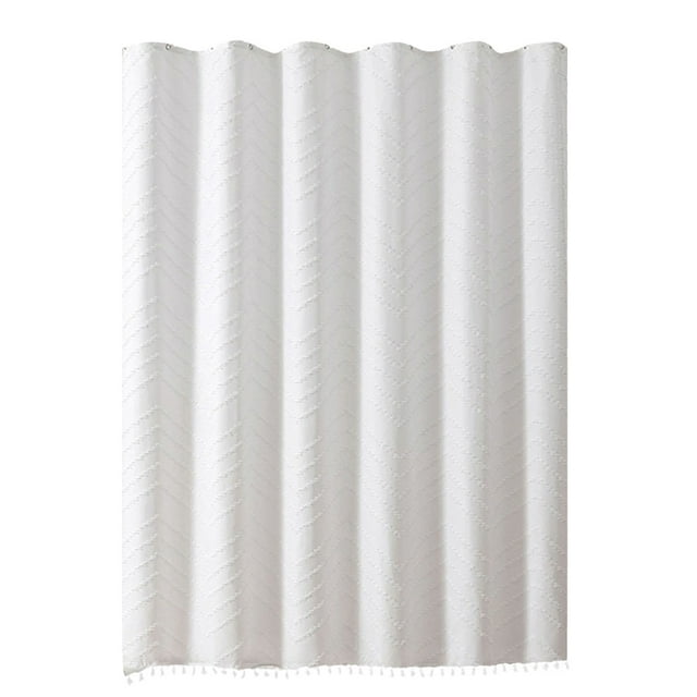 Boho Shower Curtain Set With Tassels And 12 Hooks For Bathroom 72 in x 72 in 100% Polyester Textured Fabric