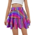 thumbnail image 2 of Pandaie Girls' Sparkle Metallic Skirts Layers Ruffle Sequin Tutu Dance Skort High Waist Athletic Activewear for Kids Performance Pink 13-14T, 2 of 4