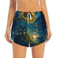 thumbnail image 2 of Susaid Sunflower Castle Starry Sky Print Women's High Waisted Running Shorts Quick Dry Athletic Gym Track Workout Shorts Zip Pocket-XX-Large, 2 of 7