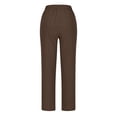 thumbnail image 4 of vdgthytj Women Cotton Linen Palazzo Pants Elastic High Waist Drawstring Trousers Solid Color Loose Pants with Pockets, 4 of 5
