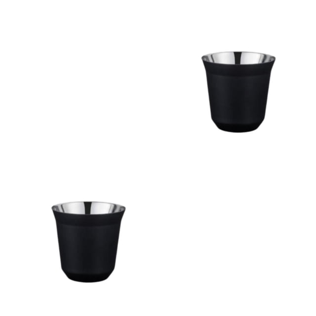 Naiovety Tazas de café de acero inoxidable, contenedor de botella para lavavajillas de doble pared, taza de aislamiento de té de pequeña Negro 2Conjunto