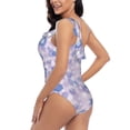 thumbnail image 4 of Uemuo Winter With Snowflakes Print Women's One Piece Swimsuit Asymmetrical Neck Bathing Suit One Shoulder Side Cutout Ruffle Swimwear-Medium, 4 of 6