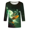 thumbnail image 3 of VKOYWKM Halloween Shirts for Women 3/4 Sleeve Funny Graphic T Shirt Crew Neck Loose Vintage Tops Halloween Spooky Print Tees, 3 of 4