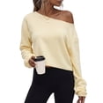 thumbnail image 6 of NominalSnug Cropped Sweatshirts for Women off Shoulder Long Sleeve Crop Top Fall Pullover Tops, 6 of 8
