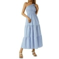 thumbnail image 4 of Aunavey Women Summer One-Shoulder Sleeveless Smocked Dress Flowy Tiered Beach Swing Long Dress, 4 of 8