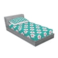 thumbnail image 3 of Floral Bedding Set with Sheet & Covers, Simplistic Garden Flower Motifs Pale Silhouettes and Outlines, Printed Bedroom Decor 2 Shams, 4 Sizes, Baby Pink Turquoise, by Ambesonne, 3 of 3