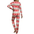 thumbnail image 6 of Women Pajamas Jumpsuit, Buttons V Neck Long Sleeve Christmas Cartoon Printed One-Piece Sleepwear, 6 of 7