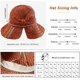 thumbnail image 3 of Sombrero plegable de paja de paja de ala ancha, gorra de verano con nudo de arco para mujeres niñas, correa ajustable (rojo ladrillo) brillar Electrónica, 3 of 6