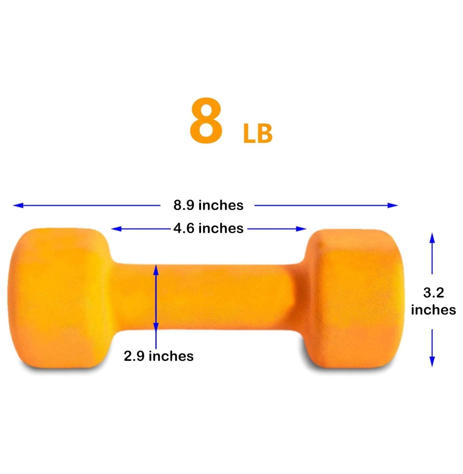 8LB Set of 2 Hex Dumbbells Rubber Coated Cast Iron Hex Black Dumbbell Free Weights for Exercises Neoprene Dumbbell Hand Weights Anti-Slip Anti-roll Hex Shape Colorful 8Lbs Pair