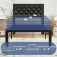 thumbnail image 3 of Lifezone Twin Bed Frame with Upholstered Headboard, Metal Support, No Box Spring Needed,Black, 3 of 7
