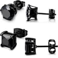 thumbnail image 4 of Jstyle  2 Pairs Stainless Steel Mens Womens CZ Stud Earrings Pierced Earrings Black 20G 3-8mm Daily, 4 of 8
